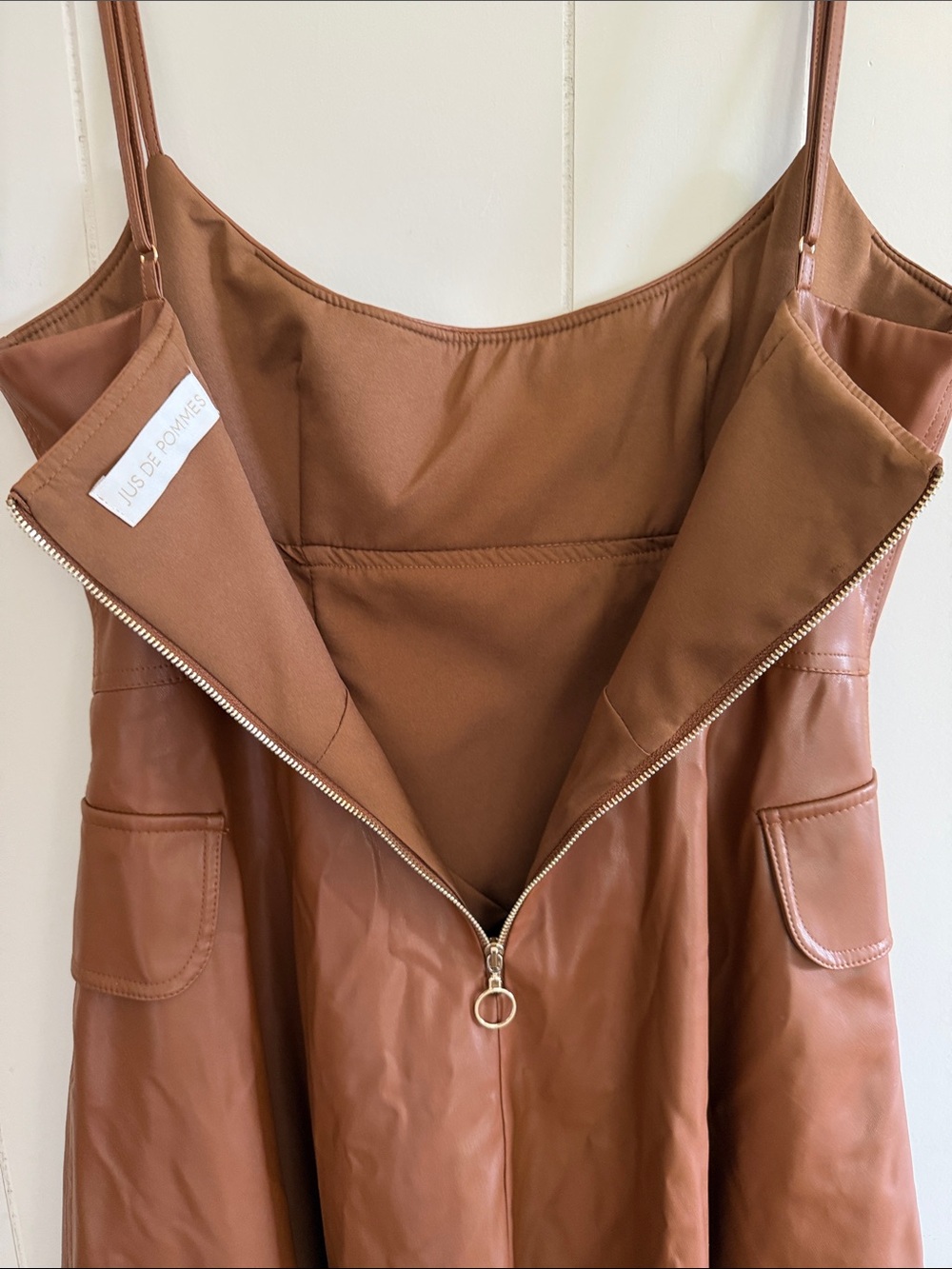 Jus Des Pommes Faux Leather Brown Dress Small Edgy Feminine Earthy Grunge Indie - Picture 8 of 15
